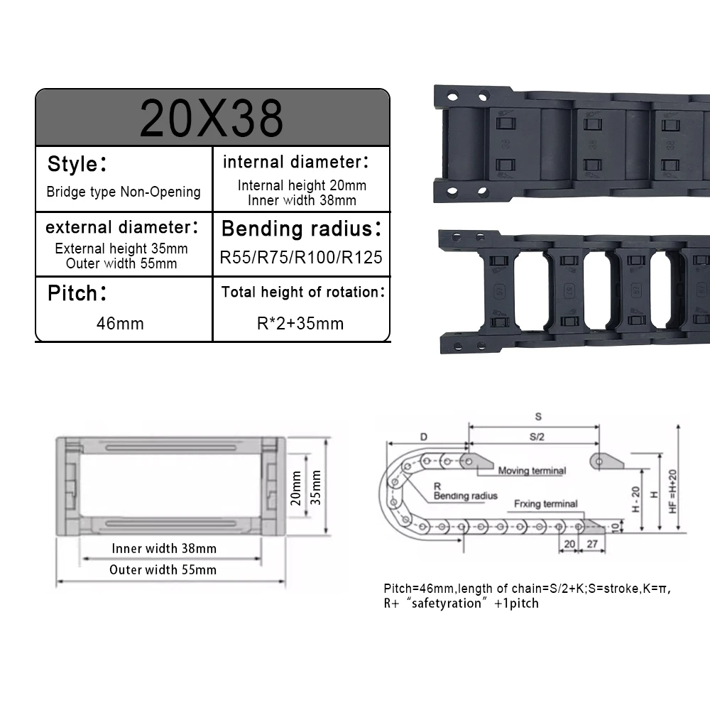 MHCNC R55-R125 Rantai Penarik  - Drag Chain Cnc ulasan dan harga