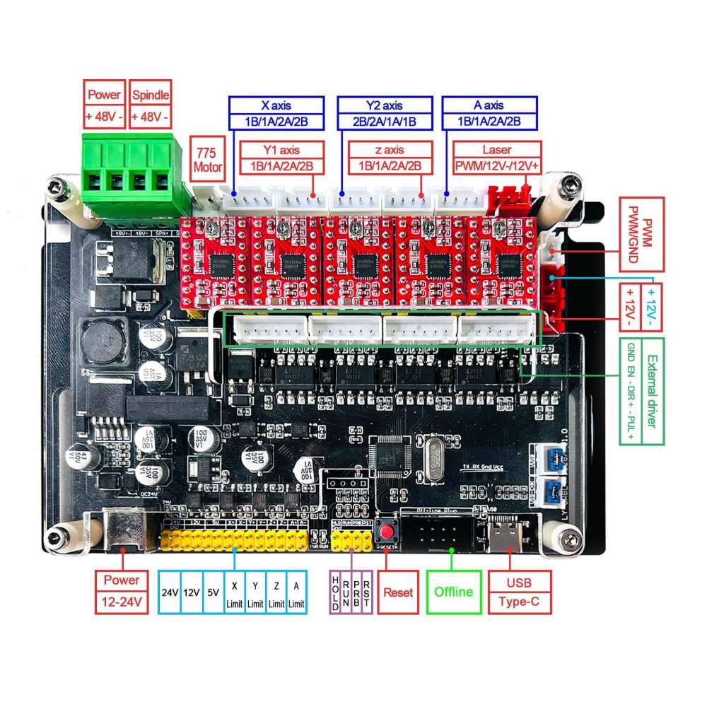 Grbl 4-Axis 32bit Papan Kontro - Controller Grbl Board ulasan dan harga